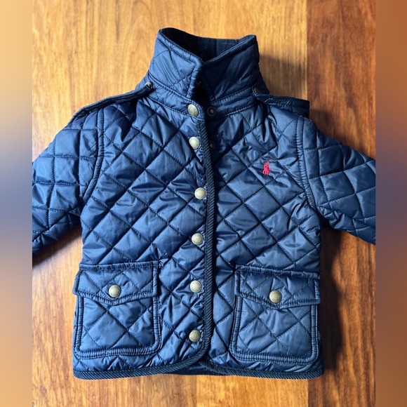 BRAND NEW Ralph Lauren 2T Baby Boy Corduroy-Trim Barn Jacket With Removable Hood - Picture 1 of 11